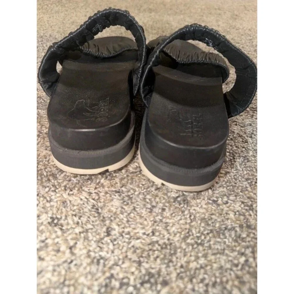 Sorel Roaming Two Strap Black Leather Slip-On Slide/Sandals Women’s Size 8.5 US